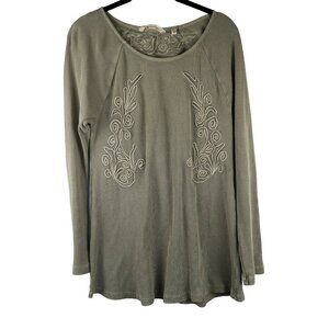 Soft Surroundings Gray Embroidered Rib Sweater Tunic Top Size‎ S